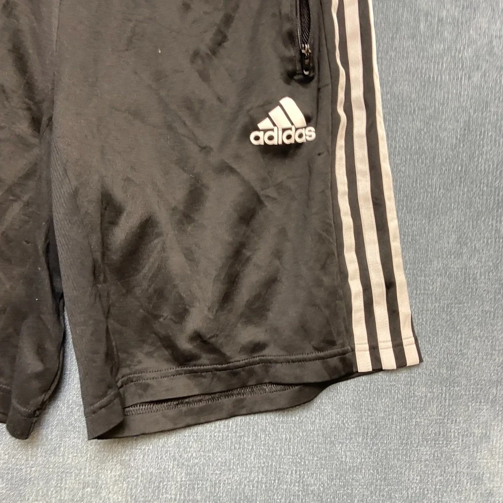 Adidas Primeblue Aeroready Basketball Shorts Mens M Black Striped Elastic Waist